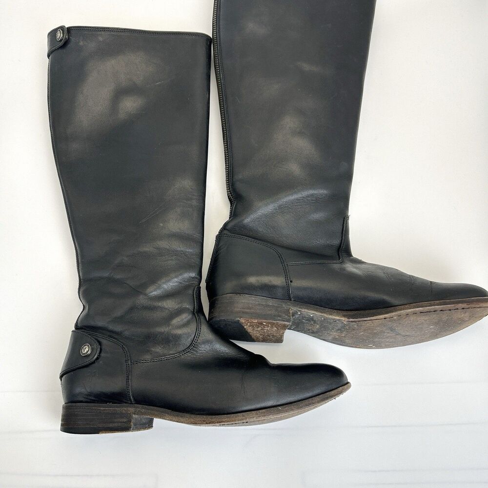 Frye Black Tall Leather Riding Boots - Picture 2 of 9